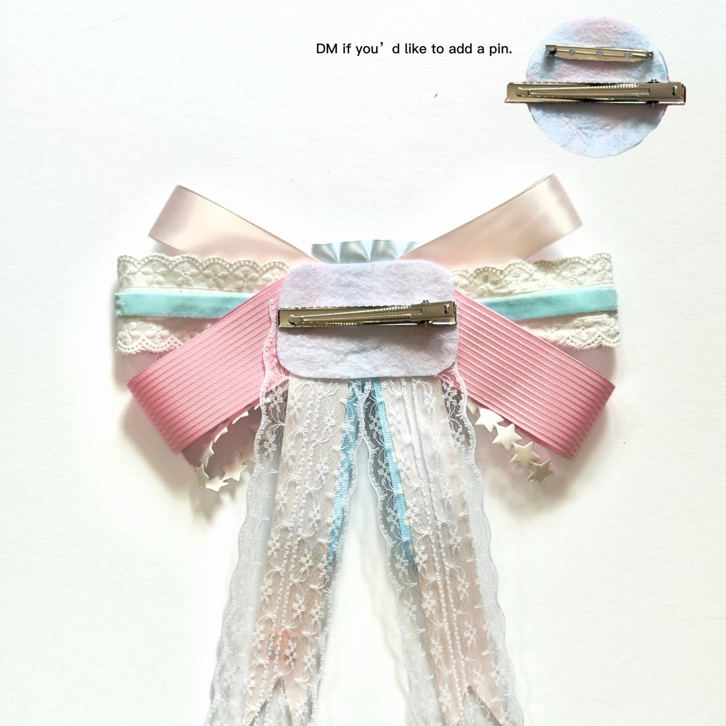 Kawaii Pastel Rosette Brooch – Handmade Sugar Bunny Ribbon Bow Pin Fairy Kei Harajuku Accessory