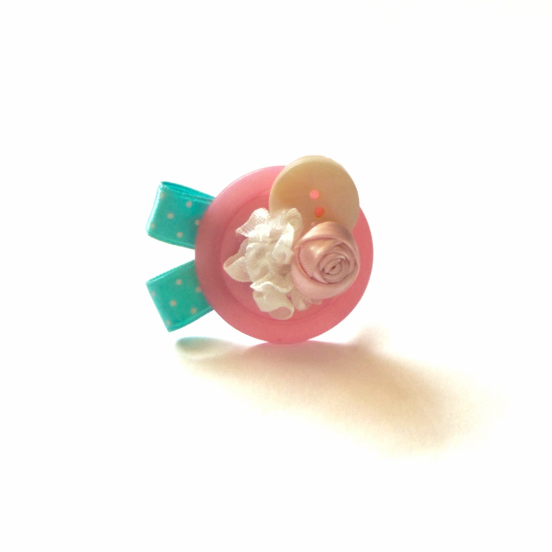 Handmade Kawaii Button Ring Y2K Jewelry