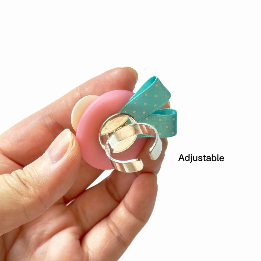 Handmade Kawaii Button Ring Y2K Jewelry