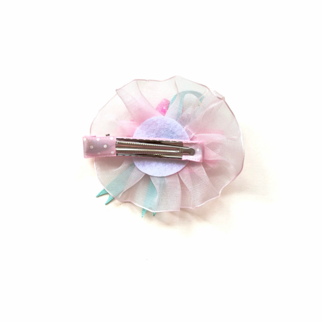 Whimsical Handmade Kawaii Kitten Rosette Brooch | Pastel Ribbon | Hair clip | Keychain | Bag charm