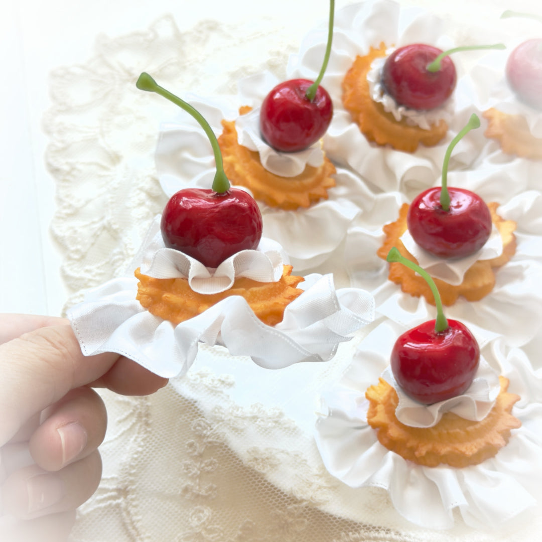 Cherry Pastry Hair Clip | Handmade Kawaii Bakery Barrette | Sweet Lolita Hair Accessory | Cute Food Hair Clip
