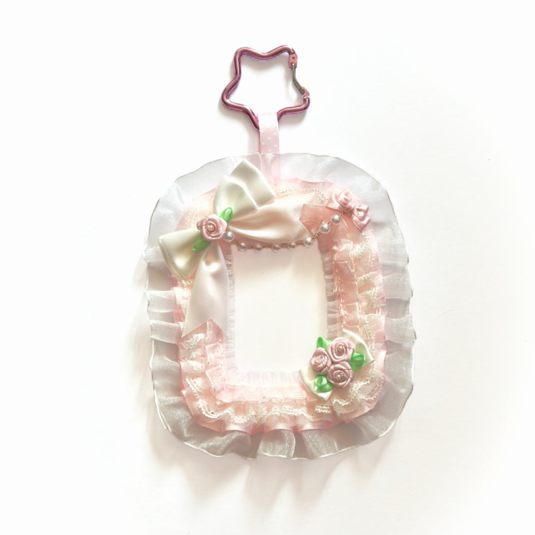 Handmade Vintage Pink Lace Rose Photocard Holder