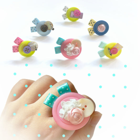Handmade Kawaii Button Ring Y2K Jewelry