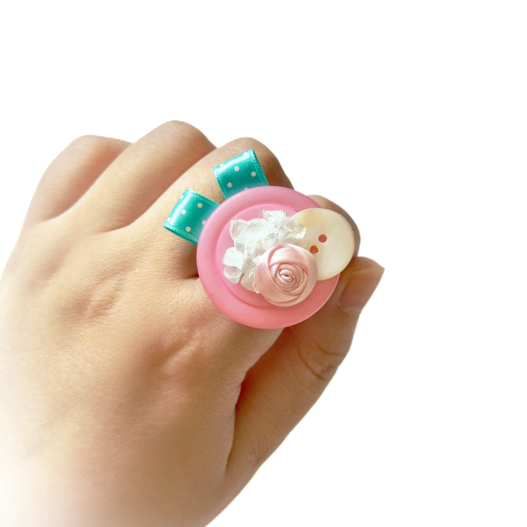 Handmade Kawaii Button Ring Y2K Jewelry