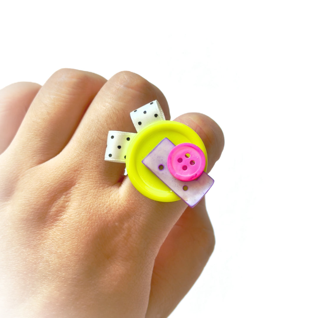 Handmade Kawaii Button Ring Y2K Jewelry