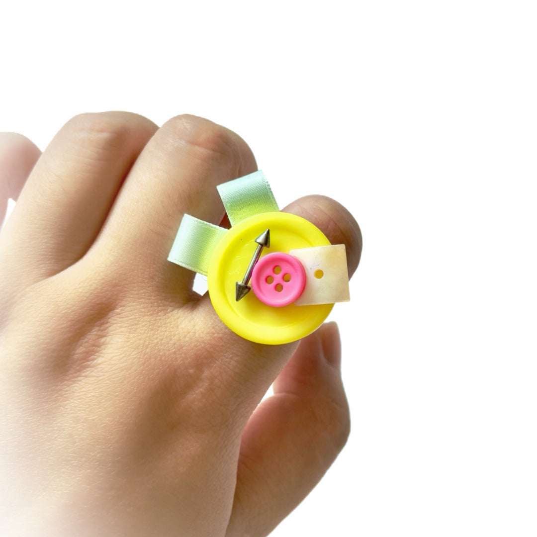 Handmade Kawaii Button Ring Y2K Jewelry