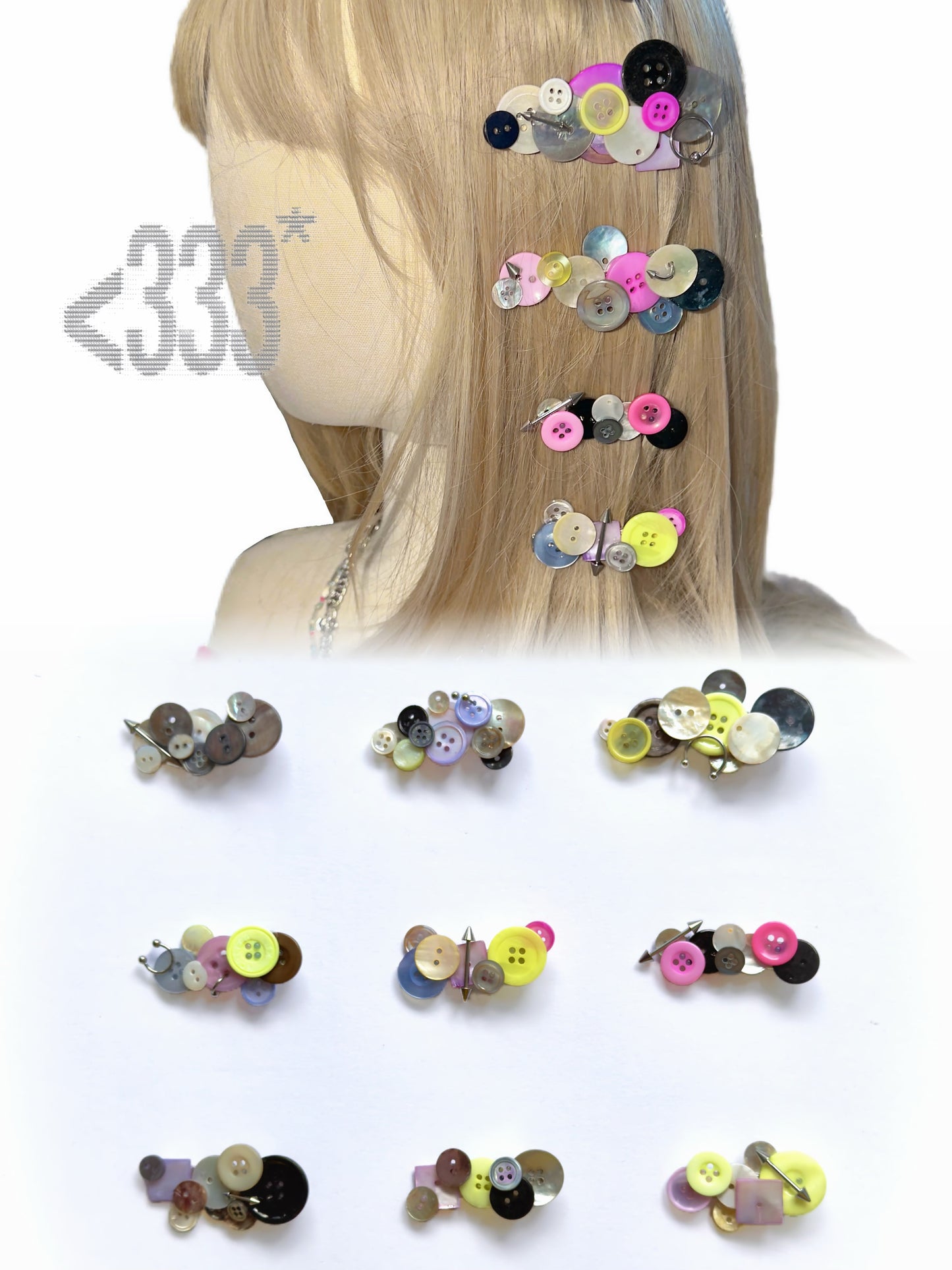 Handmade Upcycled Vintage Button Hair Clip