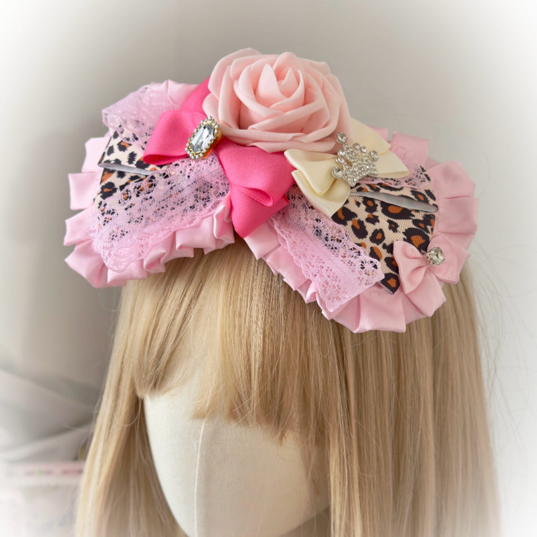 Handmade Gyaru Leopard print bow hair clip