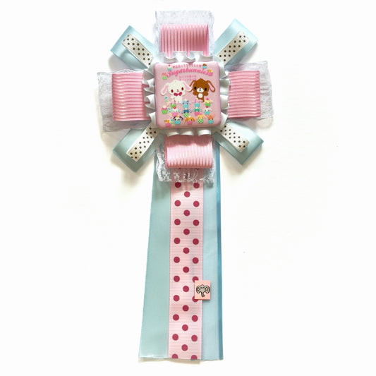 Kawaii Rosette Brooch Pin – Handmade Sugar Bunny Pastel Ribbon Badge Sweet Lolita Fairy Kei Harajuku Accessory