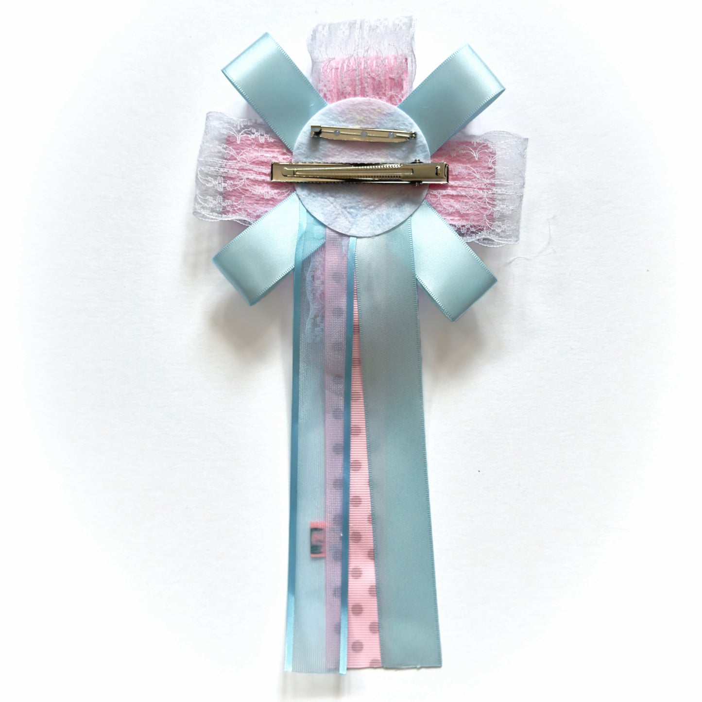 Kawaii Rosette Brooch Pin – Handmade Sugar Bunny Pastel Ribbon Badge Sweet Lolita Fairy Kei Harajuku Accessory