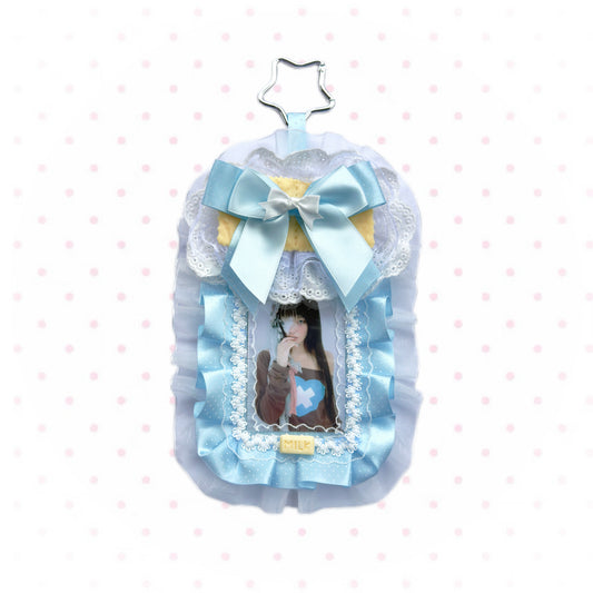 Handmade Kpop Photocard Holder, Blue Lace Bow Card Holder