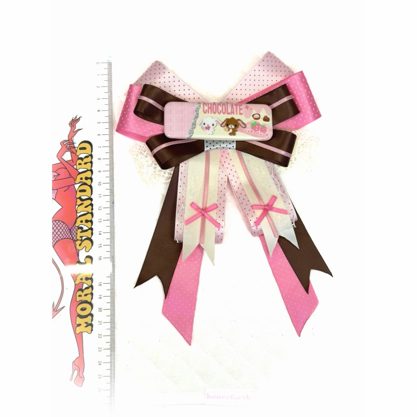 Chocolate Ribbon Bow Rosette, Handmade Kawaii Dessert Hair Accessory