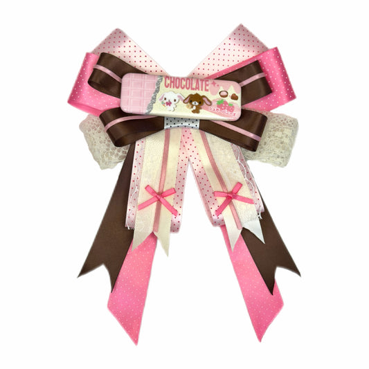 Chocolate Ribbon Bow Rosette, Handmade Kawaii Dessert Hair Accessory