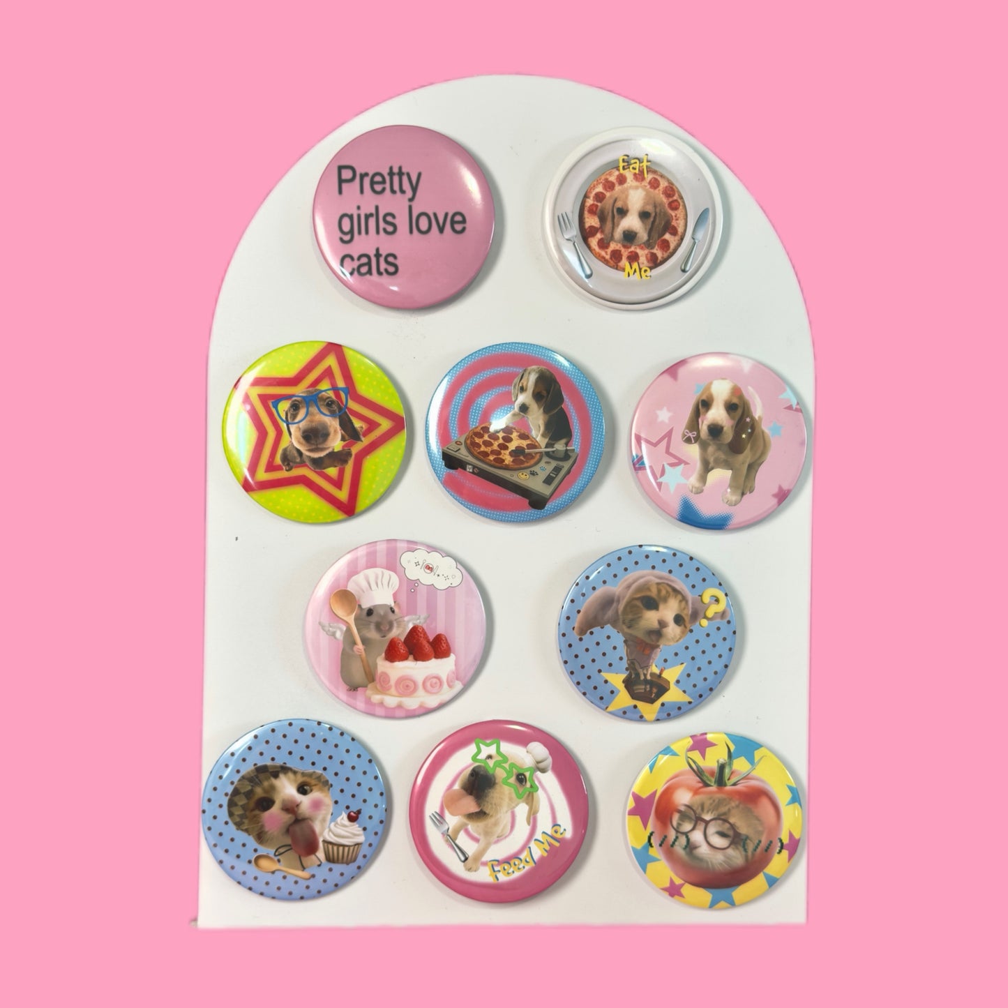 Y2K Cute Cat & Puppy Pin Badge