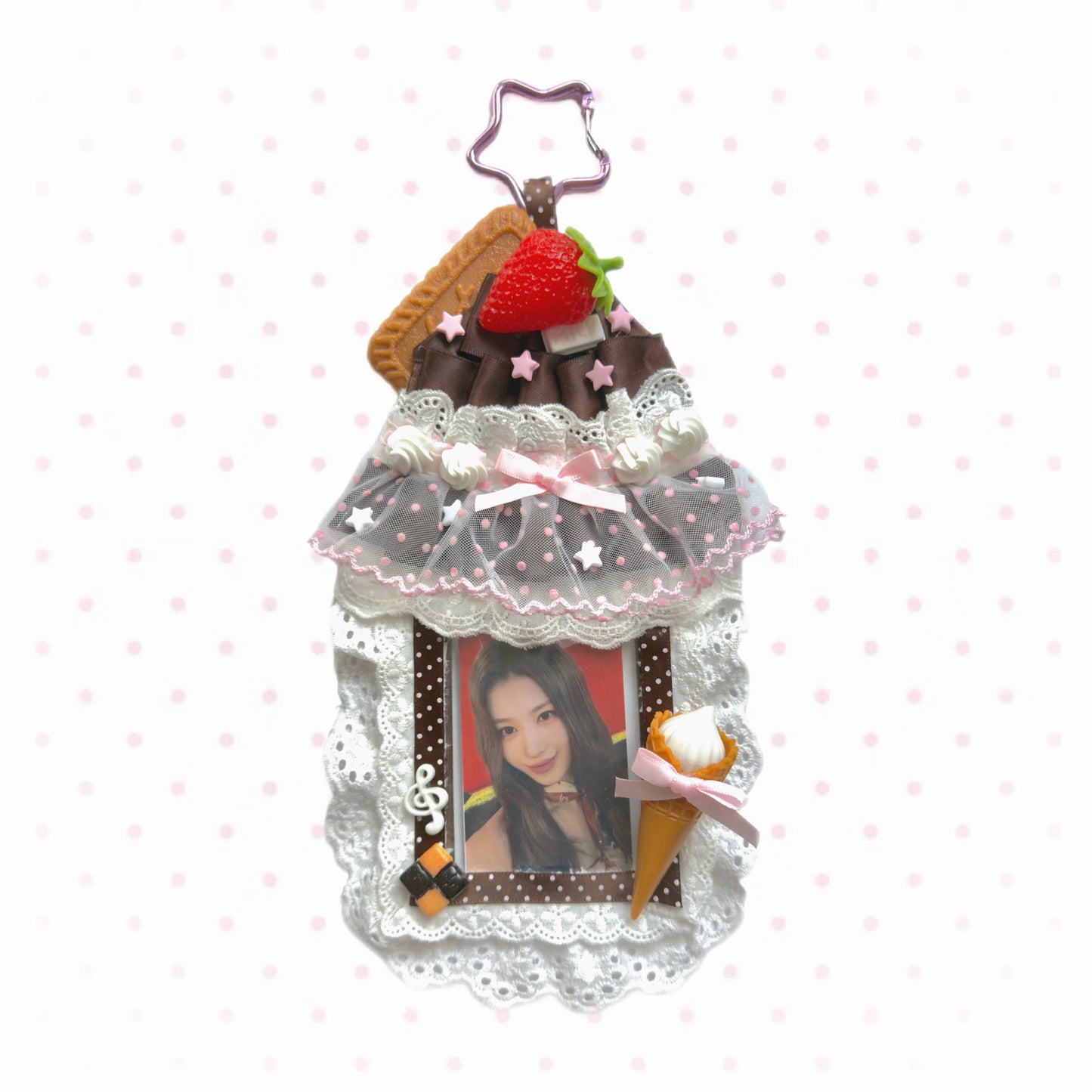 Handmade Kpop Kawaii Dessert Photocard Holder –Chocolate Strawberry Tart