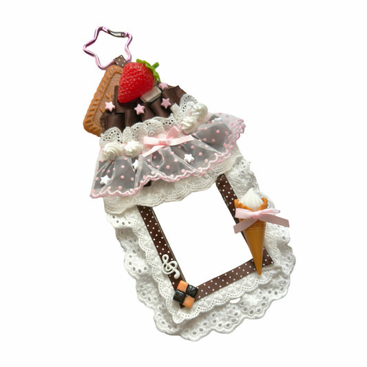 Handmade Kpop Kawaii Dessert Photocard Holder –Chocolate Strawberry Tart