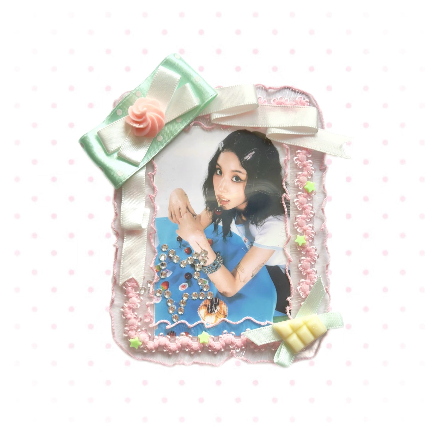 Handmade Kpop Kawaii Dessert Photocard Holder – Star White Chocolate
