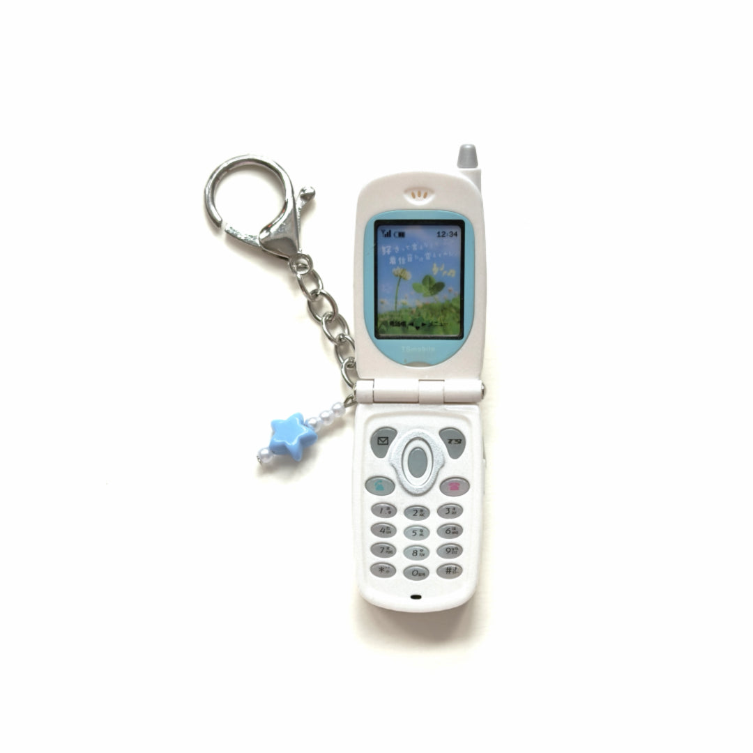 Y2K Flip Phone Keychain | Mini Retro Phone Charm | Kawaii Hiar Clip | 2000s Aesthetic Accessory