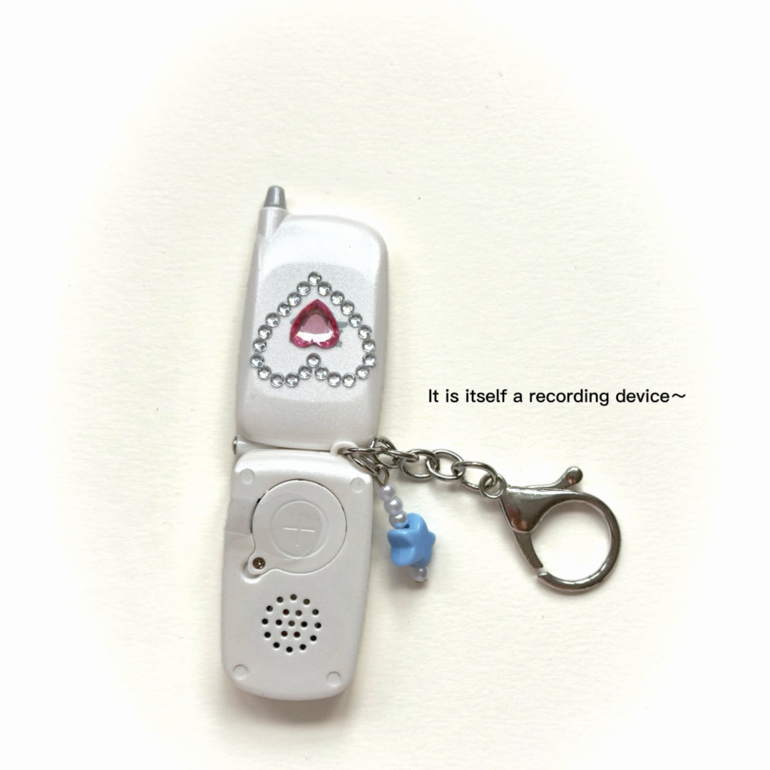 Y2K Flip Phone Keychain | Mini Retro Phone Charm | Kawaii Hiar Clip | 2000s Aesthetic Accessory